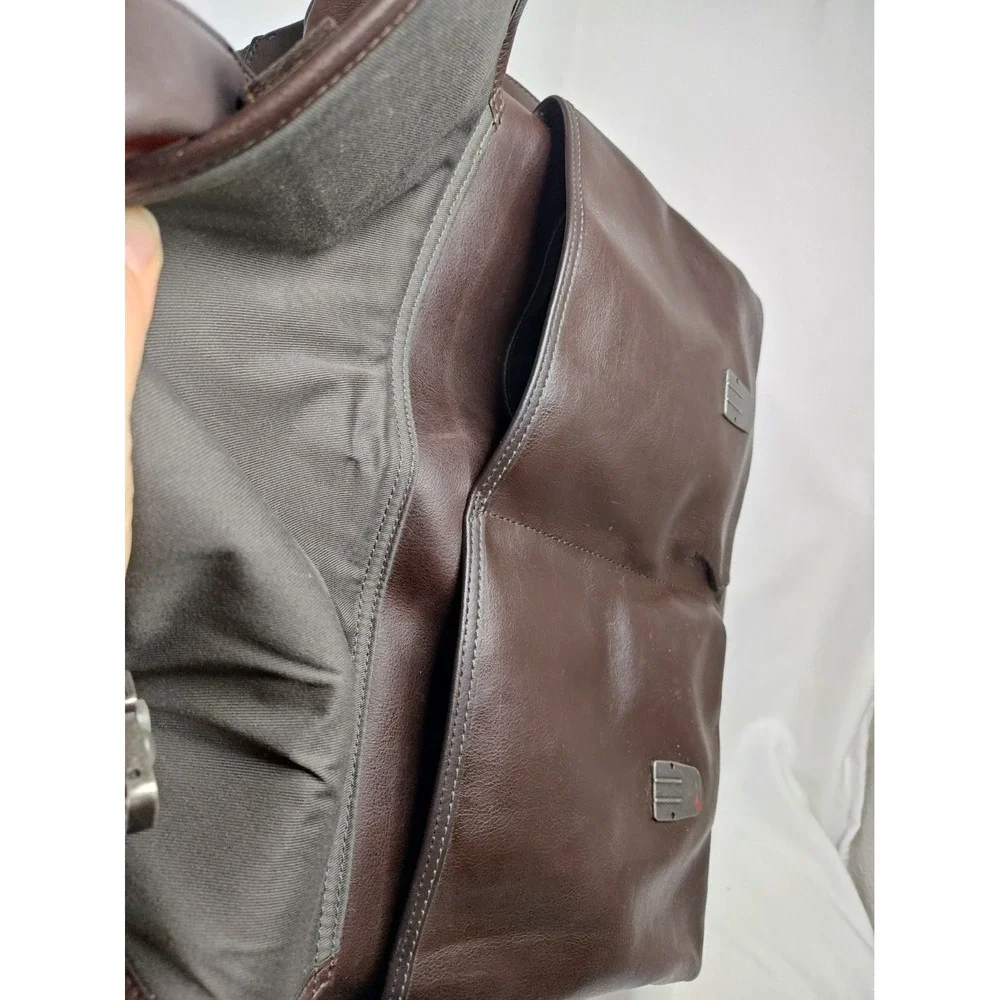 Tumi T-Tech Brown Leather Briefcase Laptop Bag Messenger Missing Buckle READ!!